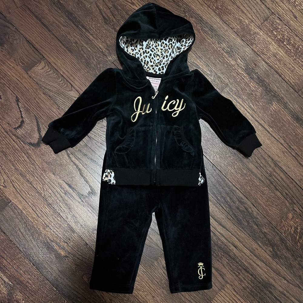 JUICY COUTURE velour tracksuit 6-9M black cheetah